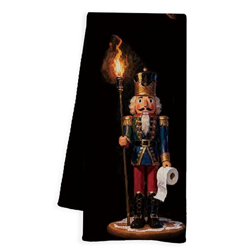 INDAJEDN Nutcracker Christmas Hand Towels - Funny Holiday Bathroom Decor, 16x24 Inch, Variation: Nutcracker 01