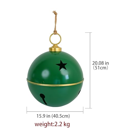 Z&Z Ornamentorum 16 Inch Rustic Christmas Bell - Large Green Holiday Decor