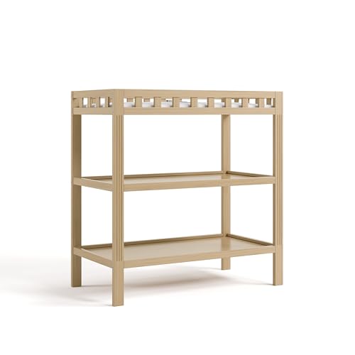 Morningside Baby Changing Table with Storage Shelves and Pad - Driftwood