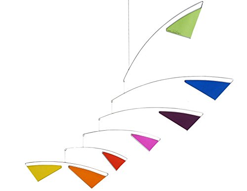 Tranquil Spectrum Kinetic Art Mobile, 22 x 34 Inch Rainbow Wall Hanging