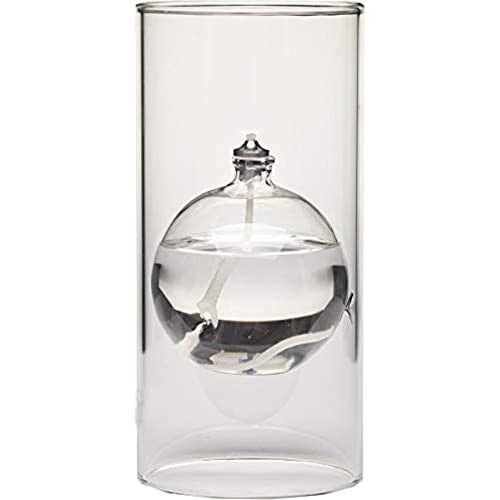 Refillable Glass Oil Candle Lantern - 6.5 in, Clear Finish, Adjustable Wick