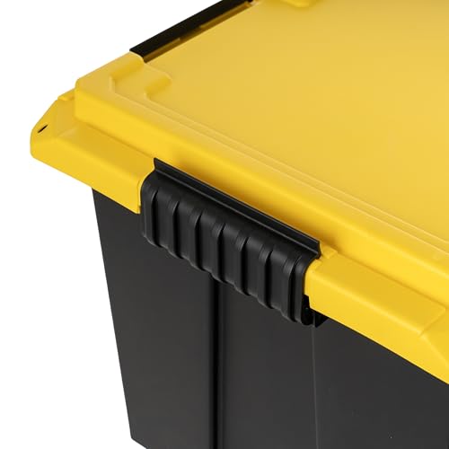 22-Gallon Rolling Footlocker Storage Trunk, Heavy-Duty Stackable Bin, 2-Pack