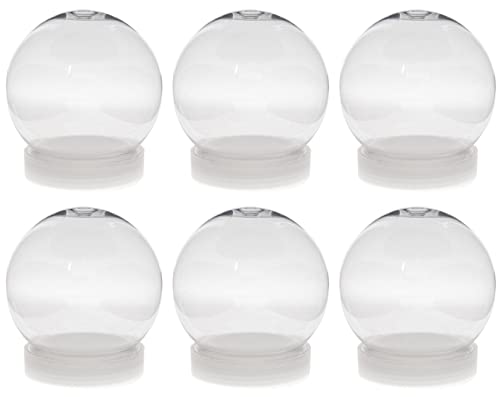 DIY Snow Globe Kit - 100mm Clear Plastic Fillable Water Globes (6 Pack)