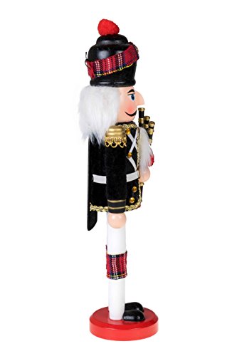 Clever Creations Black Scottish Bagpiper 12-Inch Traditional Wooden Nutcracker Christmas Decor