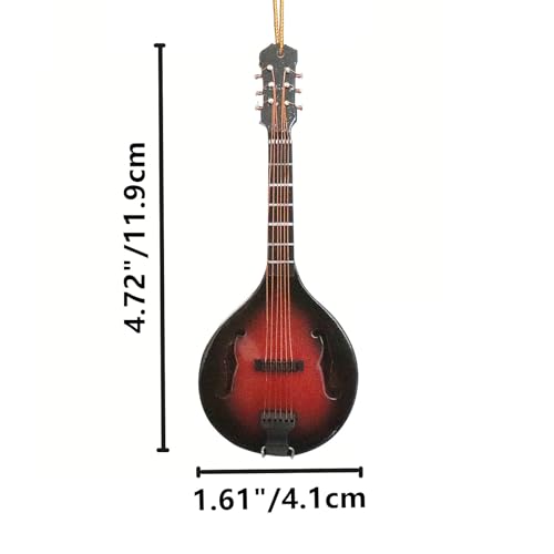 Dselvgvu 4.72" Mandolin Miniature Ornament - Wooden Hanging Décor, Non-Playable