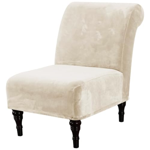 Thick Velvet Armless Chair Covers - Stretch Slipcovers for Living Room