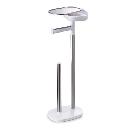Joseph Joseph EasyStore Butler Toilet Paper Holder Stand and Spare Roll Storage with Shelf and Drawer, Stainless Steel