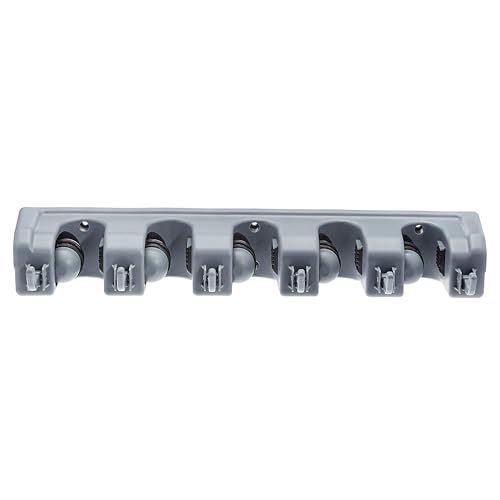 Heavy Duty Wall Mount Broom and Mop Holder with 6 Hooks and 5 Slots