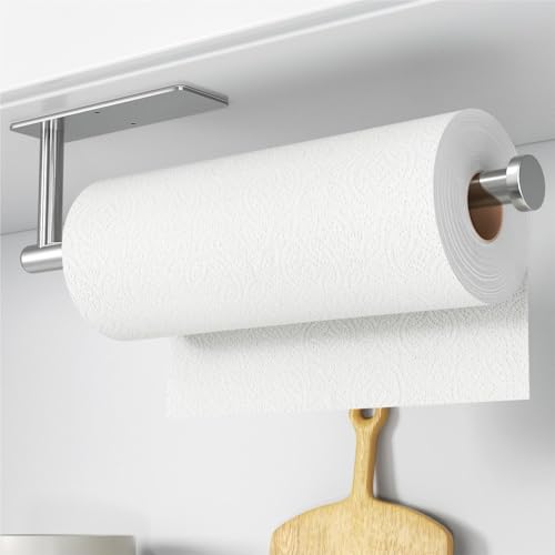 Under Cabinet Paper Towel Holder - SUS304 Stainless Steel, Brushed Nickel