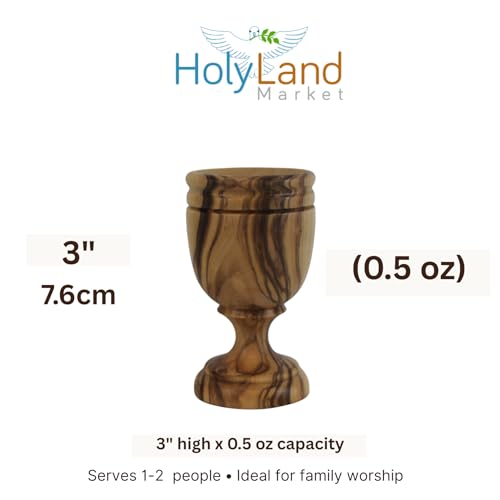 Hand Carved Olive Wood Communion Cup - 3-Inch Chalice from Bethlehem
