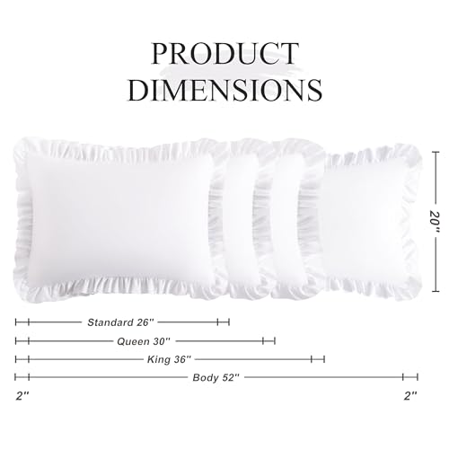 Ruffled Standard Pillow Shams, 2 Pack, 20x26 Inches, Soft Microfiber