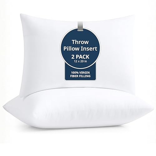 LANE LINEN 12x20 Throw Pillow Inserts Pack of 2 - Soft Lumbar Cushions