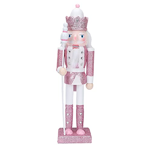 Pink Wooden Nutcracker Soldier Figure - 12 Inch Festive Christmas Decor