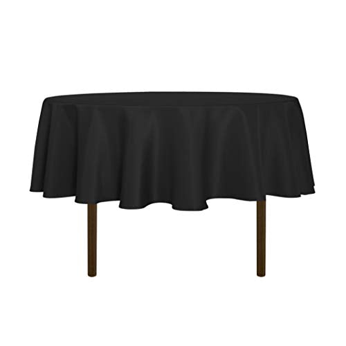 Black Round Tablecloth 60 Inch - Water Resistant Polyester Table Cover