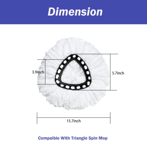 Microfiber Spin Mop Replacement Heads - 4 Pack Washable Triangle Mop Refills