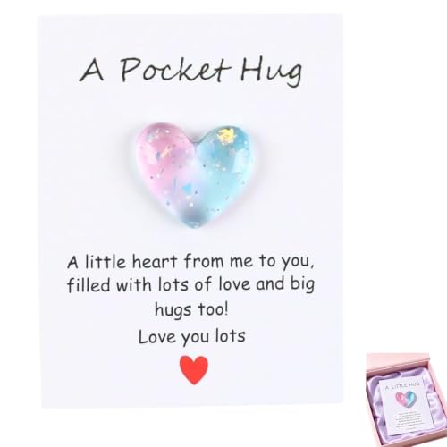 Kryoflare Pink & Blue Heart Pocket Hug Token Gift - Inspirational Support Card