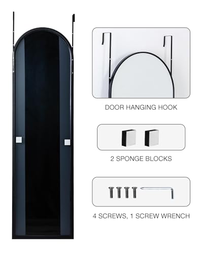 48x14 Arched Full-Length Mirror, Over-the-Door Hanging Floor Mirror