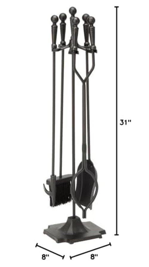 UniFlame Black 5-Piece Fireplace Tools Set with Ball Handles (T51030BK)