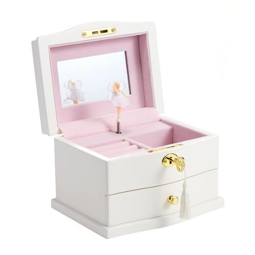Ballerina Musical Jewelry Box with Mirror - Kids Keepsake Storage Chest
