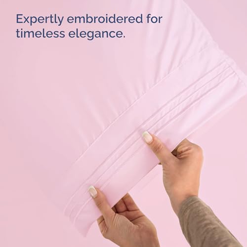 Twin Size Wrap Around Bed Skirt and 2 Pillowcase Set, 18-Inch Drop, Pink