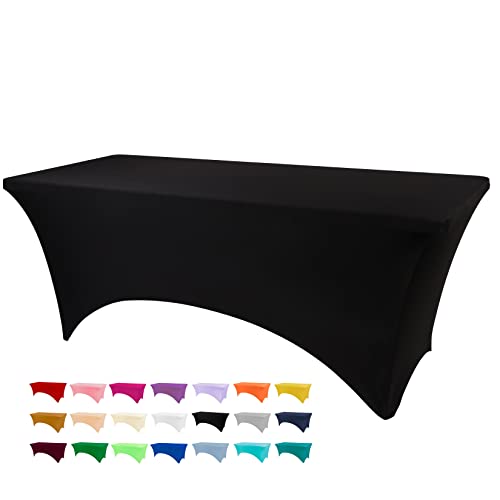 6ft Stretch Spandex Fitted Tablecloth - Wrinkle-Free Rectangle Table Cover