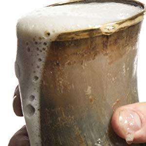 Large Viking Drinking Horn Tankard – 20oz Handcrafted Ox Horn Beer Mug