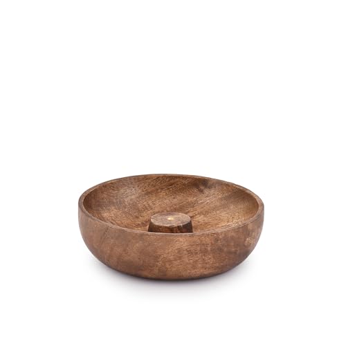 Handmade Mango Wood Incense Stick Holder Bowl - 5-Inch Ash Catcher