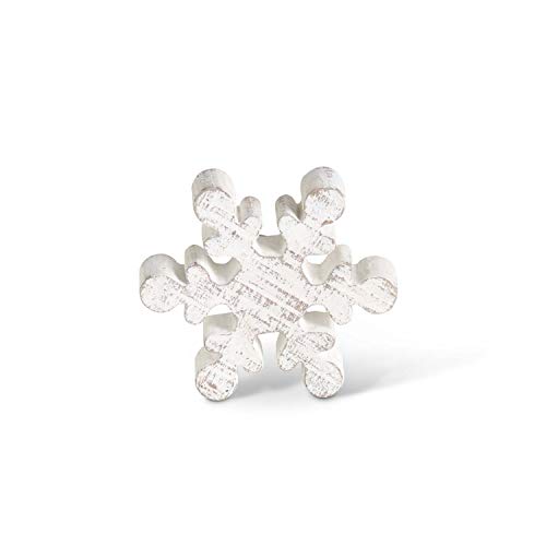 Set of 3 Small Whitewashed Wooden Snowflakes Home Decor