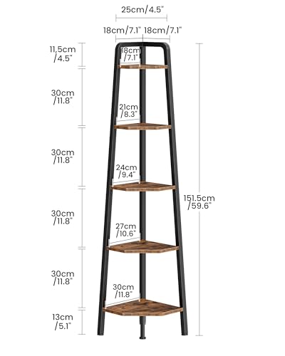 5-Tier Industrial Corner Shelf, 60-Inch Tall Ladder Display Stand