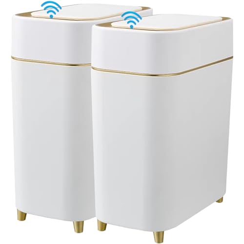 2-Pack Automatic Touchless Trash Can, Slim Motion Sensor Bin for Bathroom