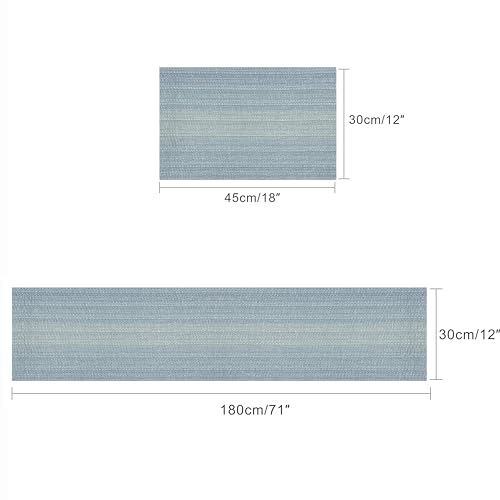 Karlesi Ombre Blue PVC Heat-Resistant 6 Table Mats Sets + 1 Tablecloth