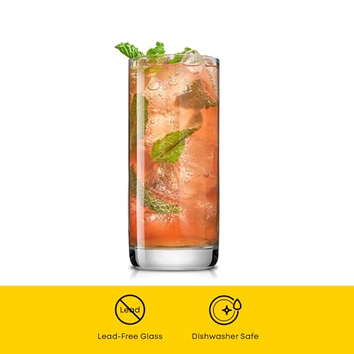 13oz Highball Glasses - Lead-Free Crystal Drinking Glass Set, 6-Piece