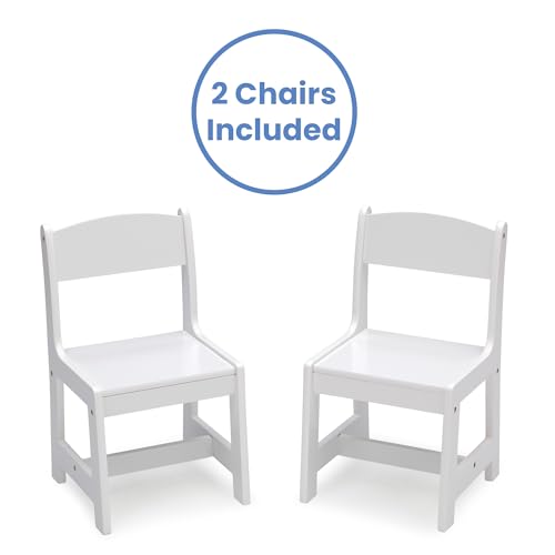 Kids Wooden Table and Chair Set - 3-Piece Playroom Furniture, White