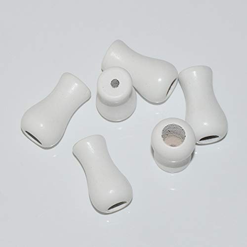 Wooden Cord Tassels for Window Blinds - White Hanging Ball Pulls, 6 Pack