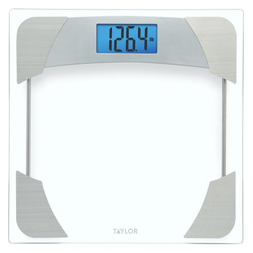 Taylor Digital Body Weight Scale 400 LB Capacity Blue LCD Glass Platform