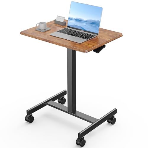 Adjustable Height Mobile Standing Desk with Wheels, Portable Laptop Table