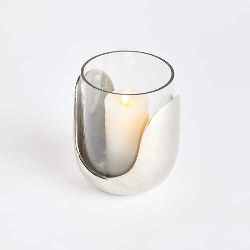 NAPA Home & Garden Small Decorative Hurricane with Glass and Aluminum Base