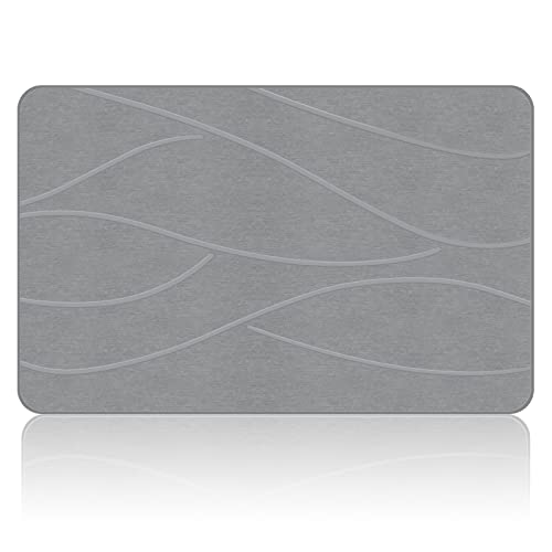 VEELOIM Stone Bath Mat, Fast Drying Diatomaceous Earth Shower Mat Grey