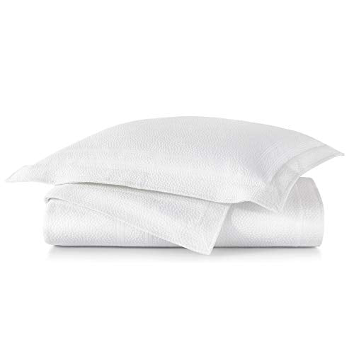 White King Size Peacock Alley Montauk Matelass Coverlet - 100% Egyptian Cotton Luxury Bedding