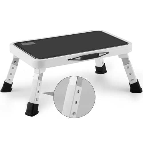 Height-Adjustable Folding Step Stool with Non-Slip Platform (330 lbs Capacity)