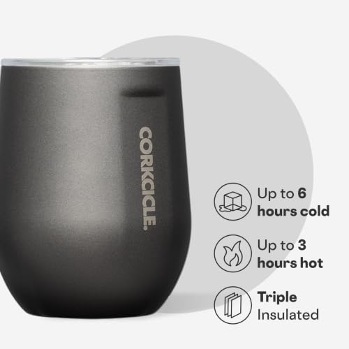 Corkcicle Ceramic Slate Stemless Wine Tumbler with Lid • 12 oz