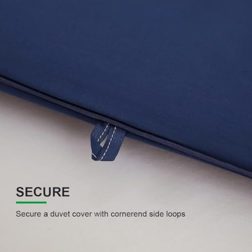 Lightweight Reversible Twin Comforter - 100% Cotton, All Seasons, Navy Blue