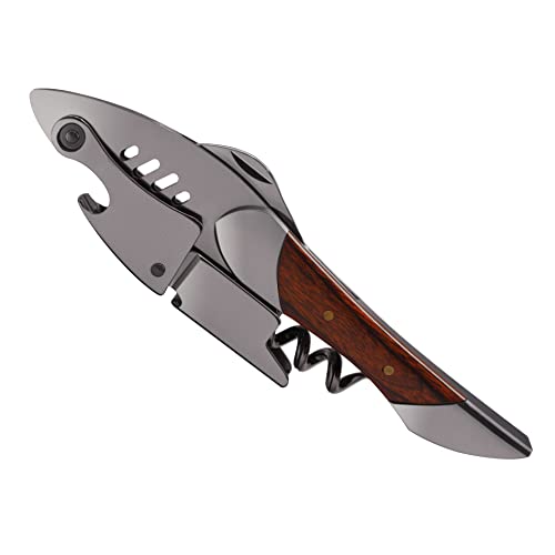SIVERMISE Shark Shaped Waiter's Corkscrew with Rosewood Handle - Heavy Duty Wine Opener