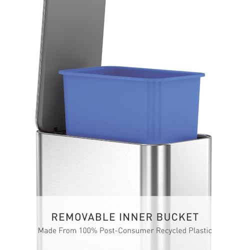 Slim Step Trash Can 5L Brushed Stainless Steel Bathroom Wastebasket