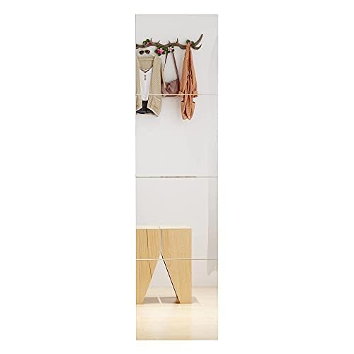 12x12 Inch Frameless Wall Mirror Tiles - 4 Pack Adhesive Glass Mirror Set