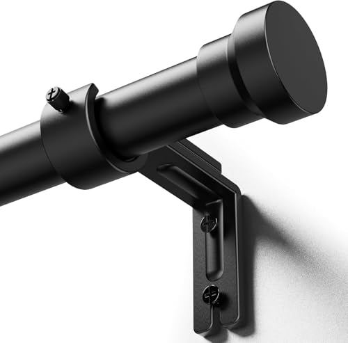 YaFex Heavy Duty Adjustable Curtain Rod 32-144 Inch Black Metal