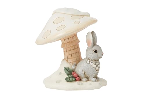 Jim Shore Heartwood Creek Bunny Figurine Under Mushroom - Hand-Painted Resin Home Decor