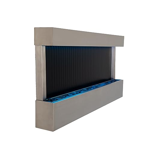 47-Inch Wall-Mounted Waterfall Mirror Fountain with LED Lights