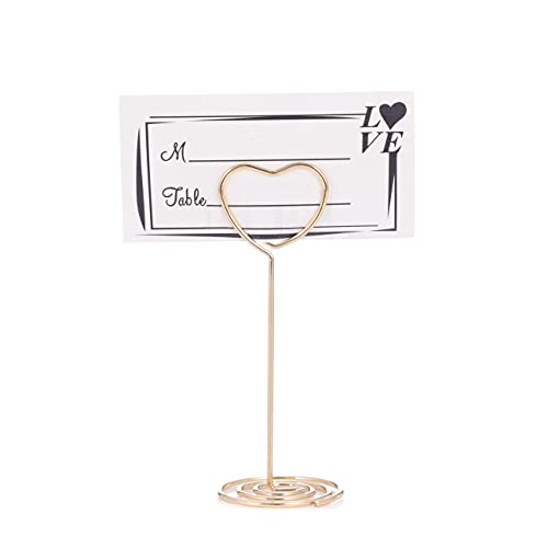 12pcs Gold Heart-Shaped Table Number Holders, 3.35-inch Metal Place Card Stands