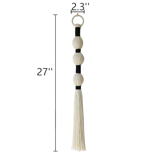Macrame Wall Hanging, 27-inch Handmade Cotton Tassel Art Decor